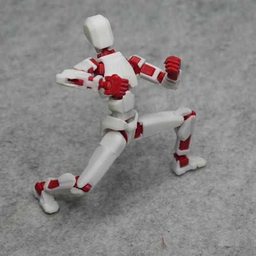Image of Dummy 13 Action Figure Robot | Fully Articulated 3D Printed Robot Toy | 5.4-inch Collectible Figurine | Matte Finish| Unassembeled (White-Red)