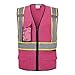 3C Products SV2570 Deluxe Ultra Cool Mesh Safety Vest, 2â€ Reflective w/Yellow Binding, Zipper, 9 Pockets, Hot Pink (M)