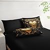 lneffble Black and Gold Heart Comforter Set Queen Size Bed 7 Piece,Heart Bedding Set Queen Black,Heart Themed Bedroom Decor,(1 Comforter, 1 Flat Sheet, 1 Fitted Sheet, 2 Pillowcase and 2 Pillow Sham) #3