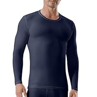 Channo Ropa Interior Térmica para Hombre: Camiseta de Manga Larga Elástica y Transpirable Climas Fríos Azul XXL