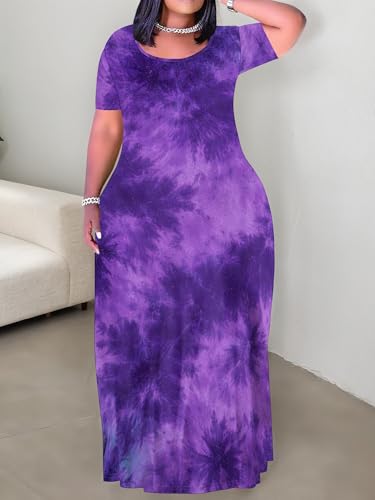Image of Plus Size Maxi Dresses for Curvy Women T-Shirt Summer Sun Dresses Loose Fit