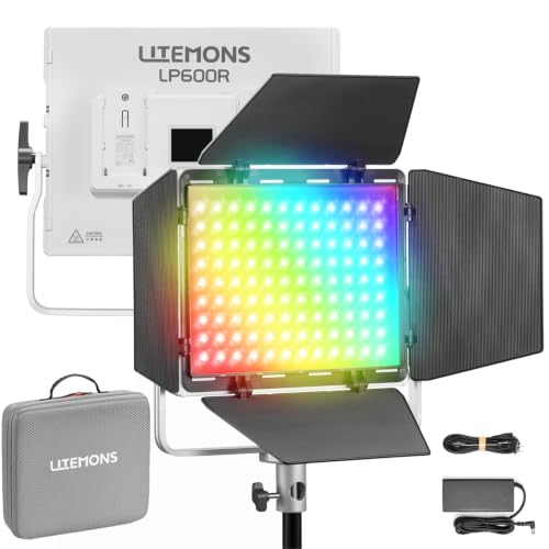 Godox Litemons LP600R RGB LED Light Panel with App Control, 60W Studio Photo Lighting with Privacy Screens, 1800K - 10000K, 14 FX Modes, 360° Rotatable, CRI 96+ TLCI 96+ (LP600R)