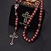 SALOMOCA 10mm Brown Beads Catholic Rosary Handmade Braided Rosaries with Curcifix Cross and Holy Mary Medal Amulet Rosary Beads Necklace for Women Men