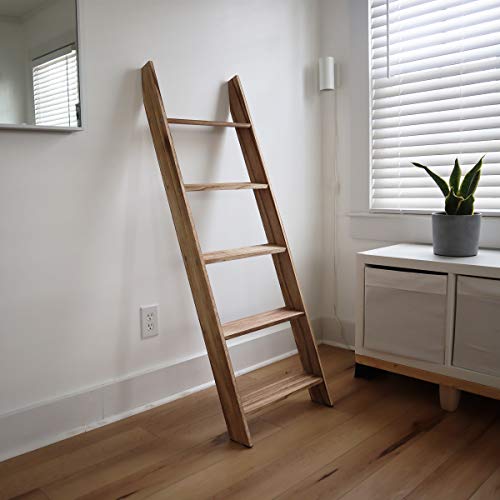 Milltown Merchants Rustic Blanket Ladder - Leaning Towel Rack for Living Room and Bedroom - Wood Holder for Throws (Driftwood)