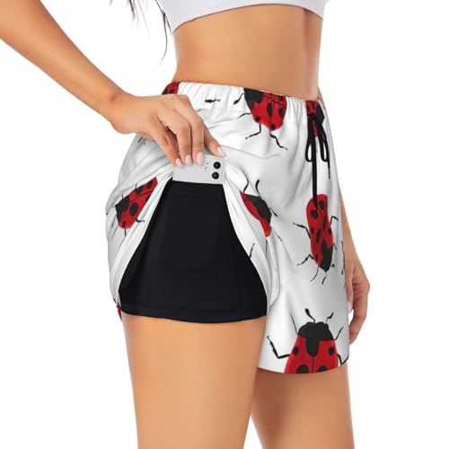 Short de yoga double couche femme noir Large imprimé vêtements de sport fitness