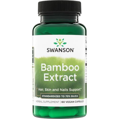 Swanson Bamboo Extract - Natural Hair Skin and Nails Supplement - 70% Silica Content Supporting Collagen Formation & Bone Growth - (60 Veggie Capsules 300mg Each)