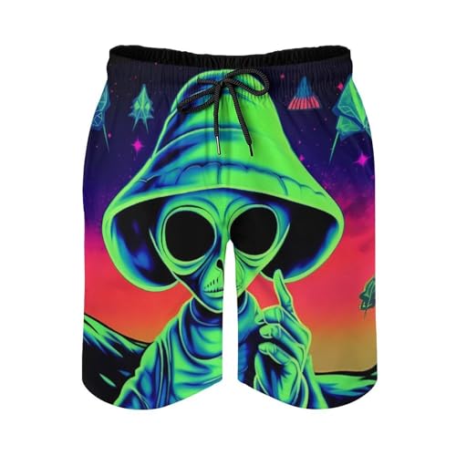 Alien and Weed Men's Swim Trunks Soft Beach Shorts Summer Bathing Suit Swimwear with Pockets3