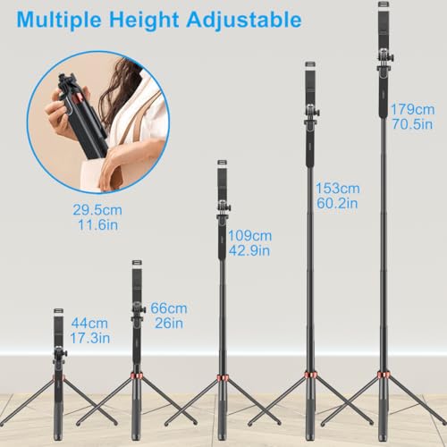 71-inch Selfie Stick Tripod 360 Degree Rotation Rechargeable Remote Quadripod Stand Gimbal Handle for Mobile Phone Camera Gopro 360° Panoramic Shooting Vlogging Live Stream - Image 4