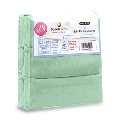 DUDU N GIRLIE Newborn Essentials Muslin Squares Baby Muslin Cloths, Mint, (70cmx70cm) - Image 2