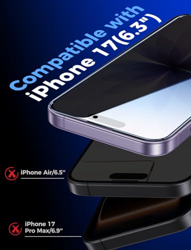 Image of MAGIC JOHN Privacy for iPhone 17 Screen Protector Easy Installation 2 Pack