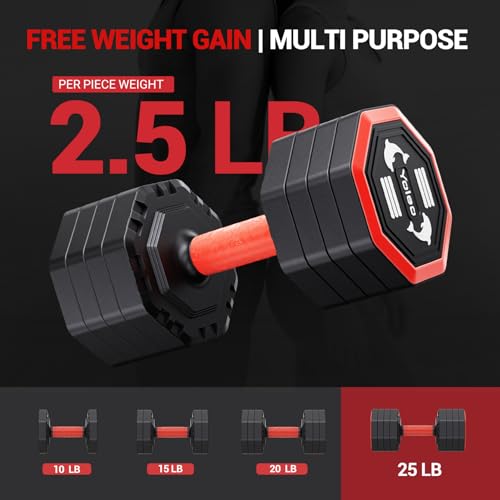 Image of YOLEO Adjustable Dumbbell Set, Weights Dumbbells Set at Home Workout Equipment, 4 in 1 Each Premium Tai Chi-Style Rotary Mounting Adjustable 10 /15 /20 /25 lb dumbbells, with TPU Soft Rubber Handle Suitable Men /Women Updated 2.0