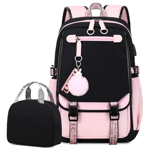 Bevalsa Schulrucksack Mädchen Teenager Schulranzen mit Schultaschen Set,...