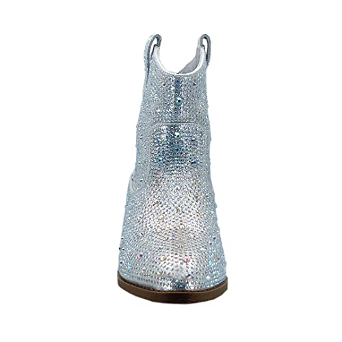 ABSOLEX Girl's Rhinestone Block Chunky Heel Ankle Bootie2