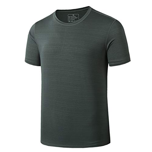 Preisvergleich Produktbild Marico Herren Fitnessstudio Trainings-T-Shirt Schnelltrocknendes Oberteil Atmungsaktiv Wicking Fitness Kurzarm Eisseide Rundhals Laufendes T-Shirt Sommer Sport T-Shirt,A,L