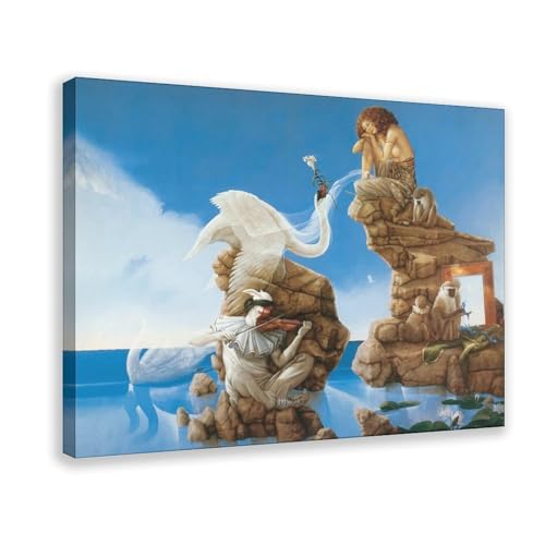 Impression sur toile Lac des Cygnes de Michael Parkes pour l'ambiance du salon
