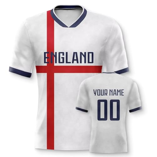 England Fussball Trikot Personalisiertes 3D Druck Football Shirt mit Ihrem...
