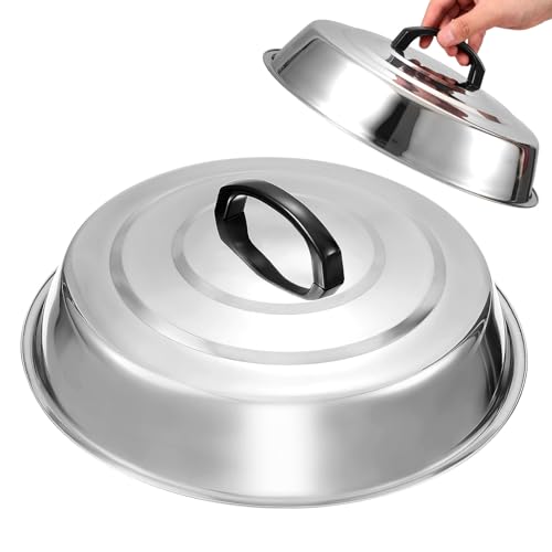 FIXOSHEE Coperchio per Pentola in Acciaio con Cupola Profonda e Anti-sgocciolamento per Wok e Padella Design Rinforzato per Cottura a Vapore e Fusione Formaggi