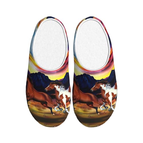Chaussons chauds EdWal motif chevaux : la solution peluche anti-pieds froids pour l'hiver