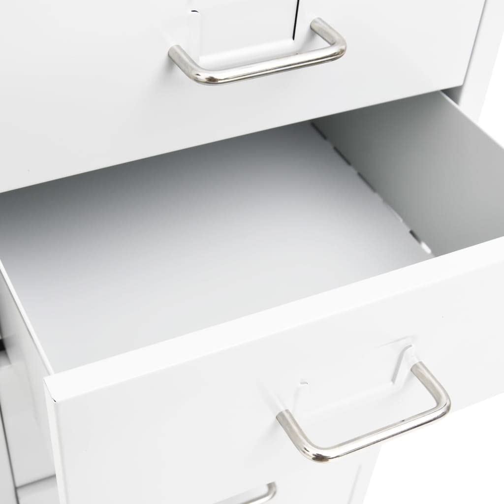 Brokky Schedario Mobile Bianco 28x41x109 cm in Metallo-Cassettiera,Mobiletto da Ufficio con Serratura,Regolabile per Cartelle Sospese,Superficie Testurizzata,per Ufficio,Studio