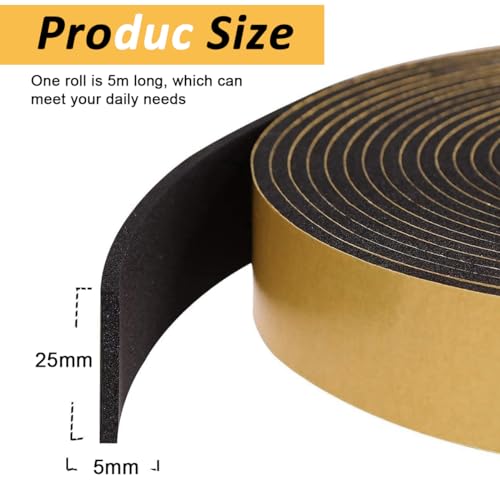 Image of HASTHIP 16.4ft Door Seal Strip Door Bottom Sealing Strips EVA Foam Door Sweep Door Seal Gap Seals Self Adhesive Door Strips Door Seal Weather Proof Noise Reduction Door Seal for Door, Window, Gaps