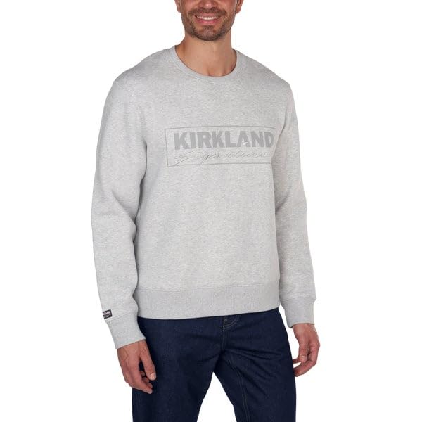 Kirkland Signature Unisex Logo Crewneck Sweater Fleece (Gray, XXXL (3X Men), XXXXL (4X Ladies))4
