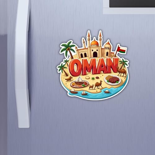 Image of Zesta Wooden Fridge Magnets Set | Refrigerator Decor Magnets for Kitchen | India Souvenir Fridge Magnet Collection | Wooden Magnet for Fridge Door Decoration (Oman)