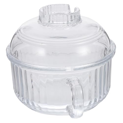 Ciieeo 1pezzi Ciotola Giapponese in Vetro Con Coperchio Resistente Al Calore Pentola Per Zuppe e Ramen Per Alimenti Caldi Adatta Microonde e Forno Facile Da Pulire e Lavabile in Lavastovi