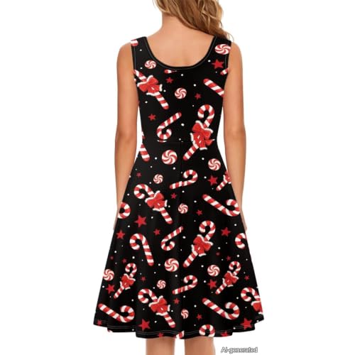 Image of Women Stylish Tank Dresses Sleeveless Round Neck Midi Casual Dress with Pocket for Summer