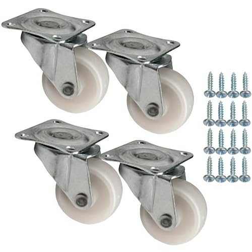 SOTECH 4 Stück Möbelrollen MAINZ Ø 30 mm weiß Lenkrolle inkl. Schraubenset Belastbarkeit bis 48 kg (12 kg pro Transportrolle)
