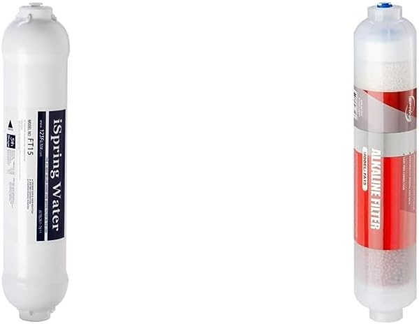 iSpring FT15 5th Stage Inline Post Carbon Filter Replacement Cartridge, 1 Count (Pack of 1), White | iSpring FA15 Alkaline Water Filter Cartridge for Reverse Osmosis RO System 3-Layer 10-inch Inline Quick Connect Replacement or Add-on, pH Balance and Restore Minerals