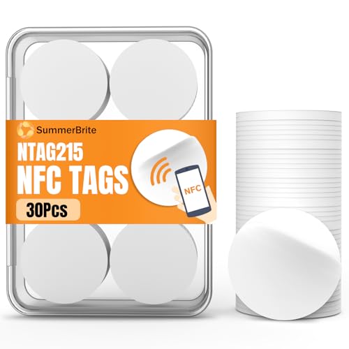 30 Pcs NFC Tags NTAG215 Blank NFC Cards Stickers,...
