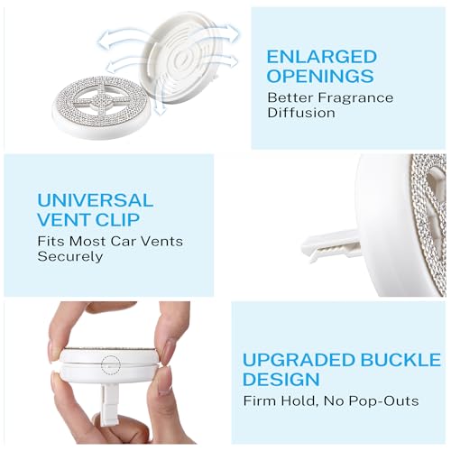 Image of 1 Pack Car Fragrance Holder Compatible with Bath & Body Works Refills (Not Included), Air Freshener Vent Clip or Visor Clip, Refillable Scent Holder, Easy to Open Car Diffuser (Diamond White)