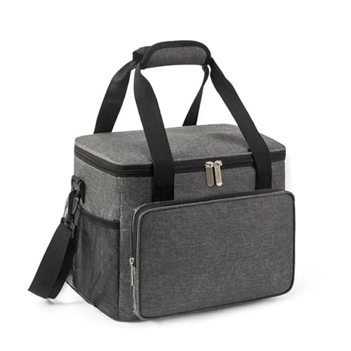 HNULGVI bolsa de mano con aislamiento Lonchera reutilizable, bolsa térmica for el almuerzo, a prueba de fugas, for trabajo, la oficina, picnic y playa, con correa hombro ajustable(Grey)