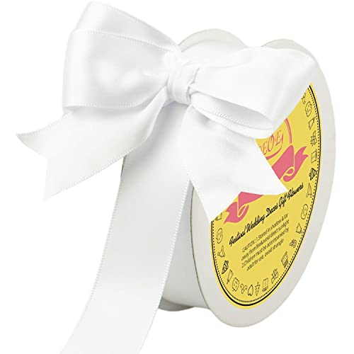 Image of Double Face Satin Ribbon 1 inch X 25 Yards Polyester White Ribbon for Gift Wrapping Very Suitable for Weddings Party Hair Bow Invitation Decorations and More