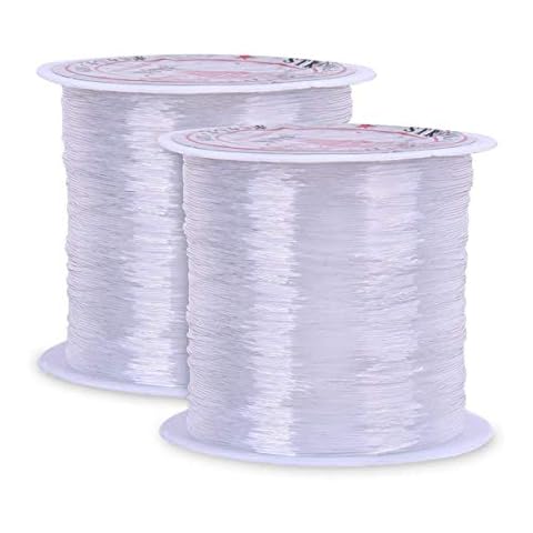 Hotgod 2 Pcs 0.4 mm Clear Nylon Wire Non-Stretchy Beading Threads for Beading Jewellery Bracelets and Crafts, About 50 Meters Each Cover