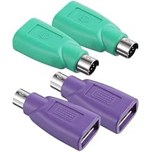 4Pcs PS/2 to USB Adapter Ps2 to USB Keyboard Adapter Male Too Female Converter PS/2 F Too USB M Adapters Replacement for Mouse and Keyboard, Green, Purple