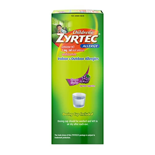 Zyrtec Children's Allergy Syrup, Dye-Free, Sugar-Free Grape, 4 Ounce #TOP7