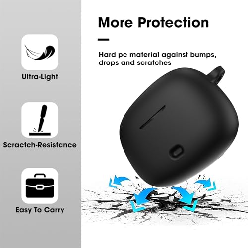 Image of Sounce Earphone Case Cover Compatible for Boat Nirvana Ion, Soft Silicone Skin Case Cover Shock-Absorbing Protective Case with Keychain [Front LED Visible](Black)