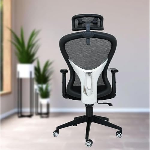 Image of High Back Ergonomic Mesh Office Chair with Adjustable Headrest & Armrests, Breathable Back, Premium Cushioned Seat, Chrome Base Swivel Task Chair for Home & Office (Black)