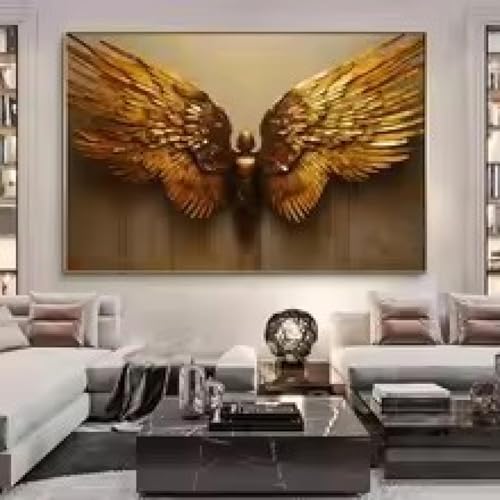 Art mural abstrait ailes d'or pour décorer votre bureau