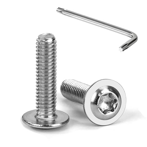 Tunejoy 20 Pièces Vis à Tête Bombée Torx avec Bride M4 x 16 mm Vis à Six Pans Creux en Acier Inoxydable A2 V2A Boulons à Tête Hexagonale avec Clé T20 Filetage Complet