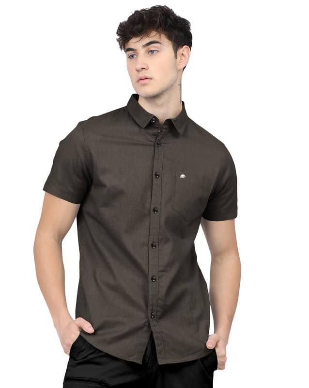 Image of BRUCEWANE Men's 100% Cotton Half Sleeve Shirt