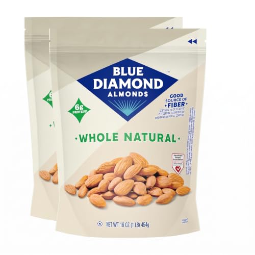 Blue Diamond Almonds, Raw Whole Natural, 16 Ounce (Pack of 2)