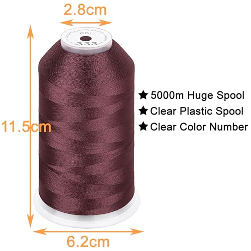 Image of New brothread - Single Huge Spool 5000M Each Polyester Embroidery Machine Thread 40WT for Commercial and Domestic Machines - Amber Red
