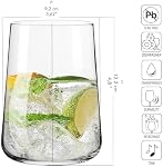 KROSNO Infinity Drinking Glasses Set of 6 – 16.6 oz (490 ml) Water Juice Glasses, Modern Tapered Tumblers, Lead-Free Crystal, Clear Everyday Drinkware, Dishwasher Safe, Made in Europe