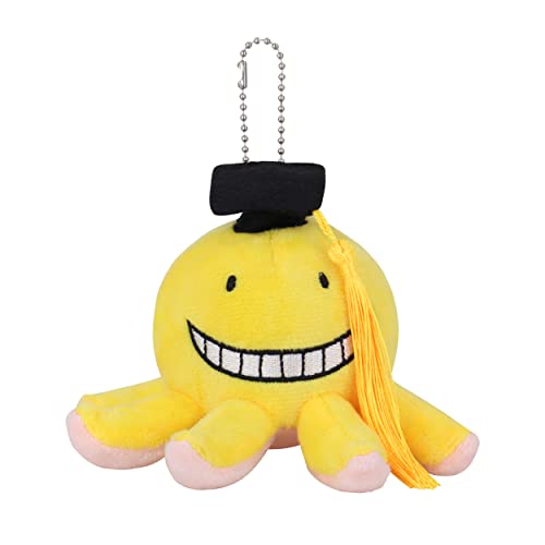 Roffatide Anime Assassination Classroom Keychain Koro Sensei Plush Stuffed Key chain Cartoon Figure Key ring Bag Pendant for Boys and Girls 3.9 inches