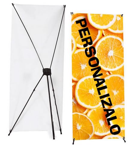 Banners con soporte X 60x160 | Expositor publicitario fabricado en lona frontlit 420gr impresa a todo color. 1 cara. Expositor publicitario desmontable.