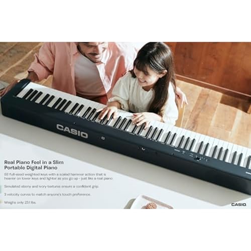 Image of Casio CDP-S160 - 88-Key Weighted Digital Piano with Scaled Hammer Action Keyboard | Duet Mode for Students | Realistic Feel, Slim & Portable | Built-In Tones, Effects, USB-MIDI, Speakers | Black | Duet Mode, 10 Tones Incl. Stereo Grand, 16W Speakers, USB-Midi, Battery, 23.1 Lb