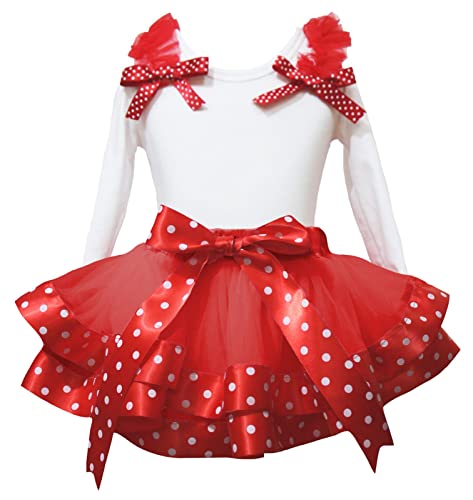 Camisa blanca L/s y falda roja lunares conjunto niña 4-5 años traje NB-8y