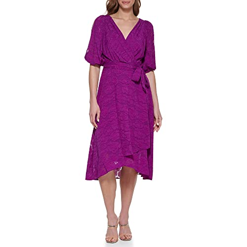 DKNY Asymmetrical Hem Faux Wrap Dress Vestido, Magnolia, 44 Mujeres